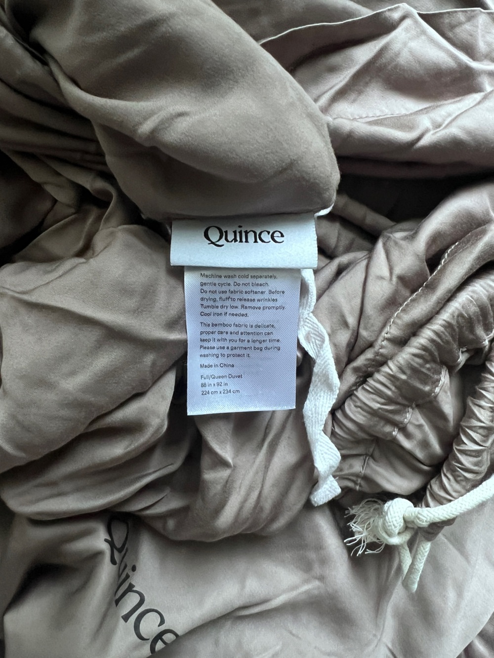 Bamboo Duvet Cover Full/Queen Stone Taupe (no shams) - Picture 4 of 5